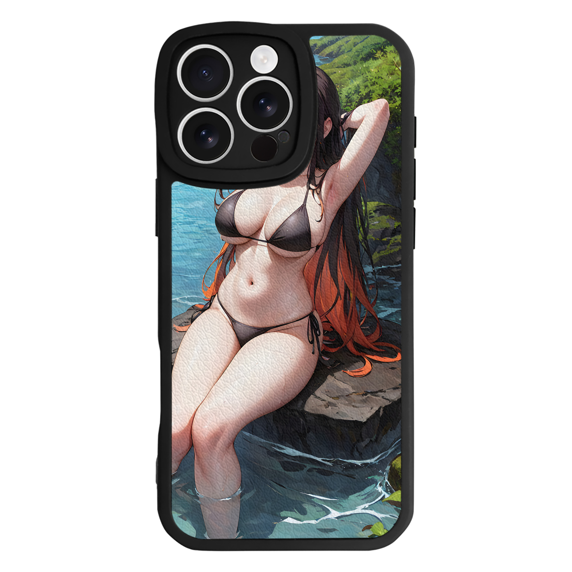 （画像用） 鬼滅の刃（きめつのやいば）竈門 禰󠄀豆子／かまど ねずこ Kamado Nezuko 【iPhone 16シリーズ対応】シリコンスマホケース（レザー調） 材質：シリコン